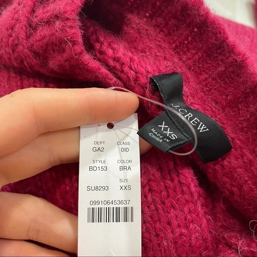 J crew button shoulder crewneck sweater brilliant raspberry Barbie